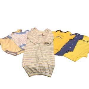 Carter's Lot of One Piece 3 Mos Baby Sleeping Gown Blue Yellow Sleepers Clothing